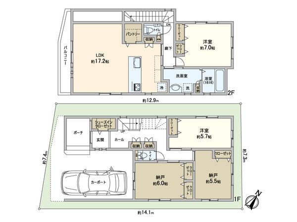 篠原北町4丁目 新築戸建 間取図(平面図) 篠原北町4丁目 新築戸建 間取図(平面図)