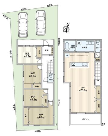 篠原本町1丁目 新築戸建B号地 間取図(平面図)