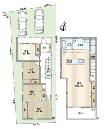 篠原本町1丁目 新築戸建B号地 間取図(平面図)