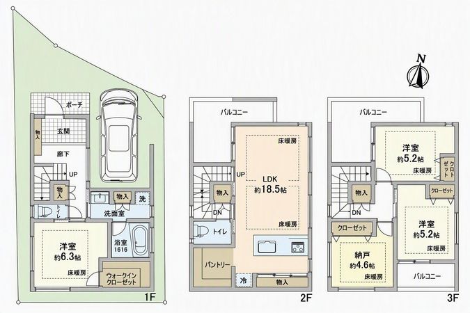 灘区八幡町2丁目新築戸建 1号地 間取図(平面図) 灘区八幡町2丁目新築戸建 1号地 間取図(平面図)
