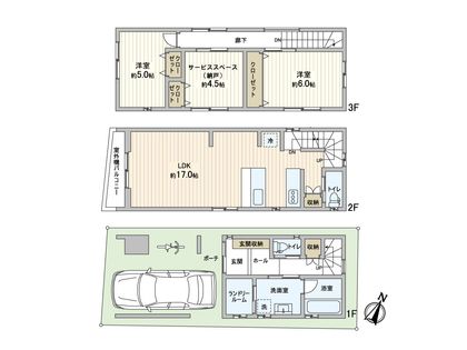 記田町2丁目 新築戸建 間取図(平面図) 間取図(平面図)