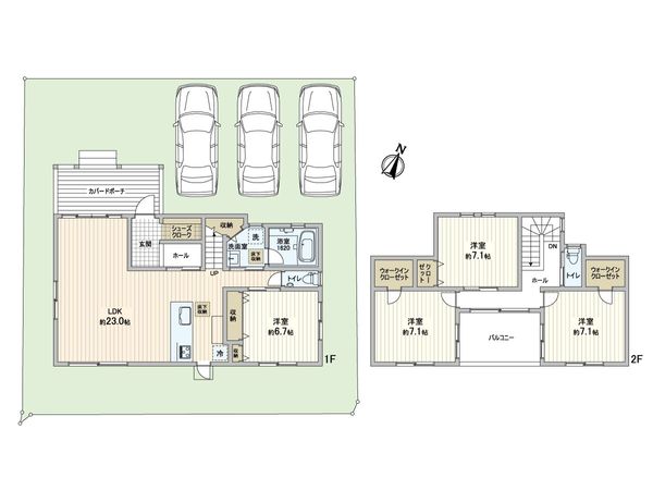 広陵町六丁目新築一戸建 間取図(平面図) 広陵町六丁目新築一戸建 間取図(平面図)