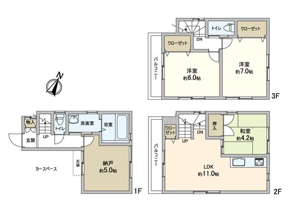 神ノ木通2丁目 戸建 間取図(平面図) 神ノ木通2丁目 戸建 間取図(平面図)