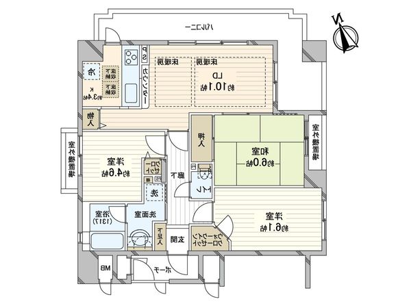 クレアーレ六甲道 間取図(平面図) クレアーレ六甲道 間取図(平面図)