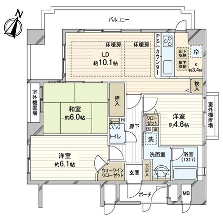 クレアーレ六甲道 間取図(平面図) クレアーレ六甲道 間取図(平面図)