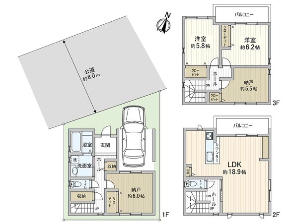 兵庫区浜中町1丁目 新築戸建 2号地 間取図(平面図) 兵庫区浜中町1丁目 新築戸建 2号地 間取図(平面図)