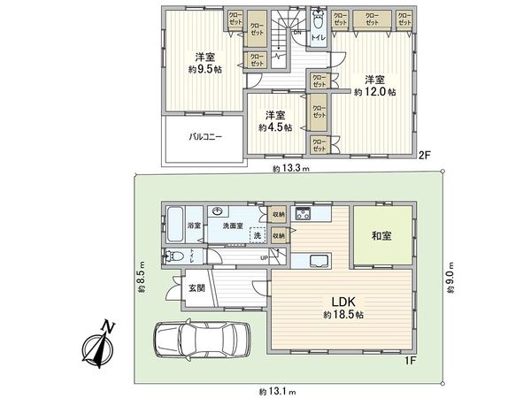 灘区高尾通2丁目 戸建 間取図(平面図) 間取図(平面図)