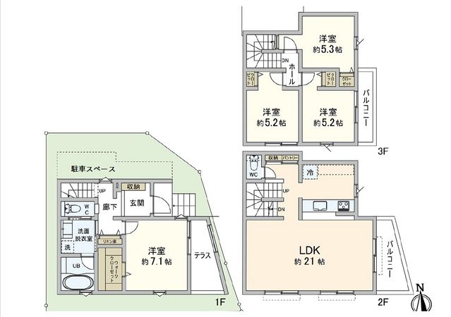 神戸市中央区熊内町1丁目 新築戸建 間取図(平面図)