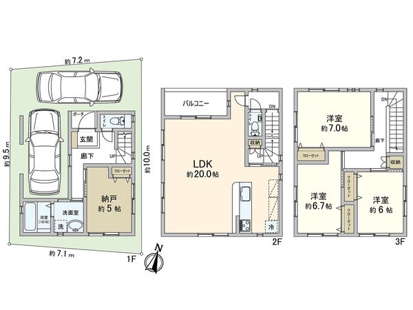 中央区旗塚通6丁目 戸建 間取図(平面図)
