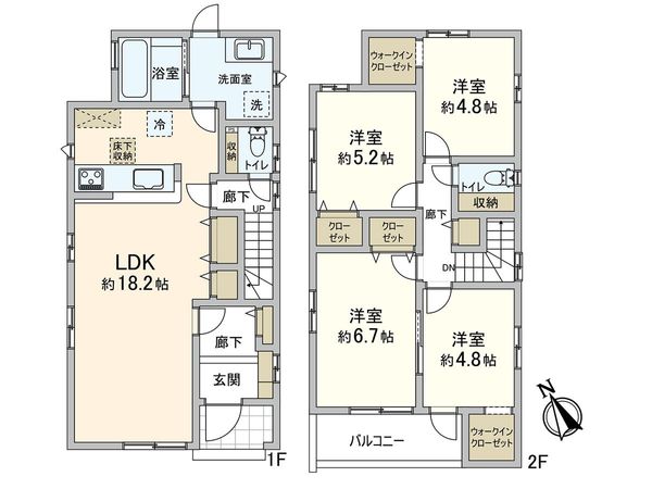 神戸市北区北五葉5丁目 新築戸建2号棟 間取図(平面図) 神戸市北区北五葉5丁目 新築戸建2号棟 間取図(平面図)