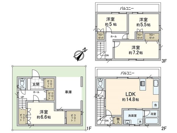 長田区松野通3丁目 新築戸建 7号地 間取図(平面図) 長田区松野通3丁目 新築戸建 7号地 間取図(平面図)