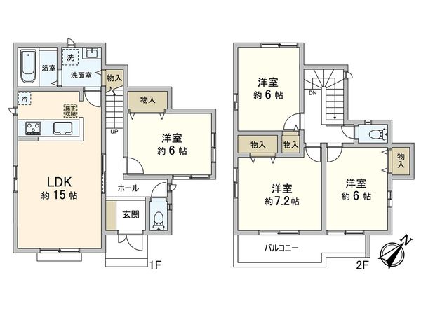 須磨区天神町2丁目 新築戸建(2号棟) 間取図(平面図) 須磨区天神町2丁目 新築戸建(2号棟) 間取図(平面図)