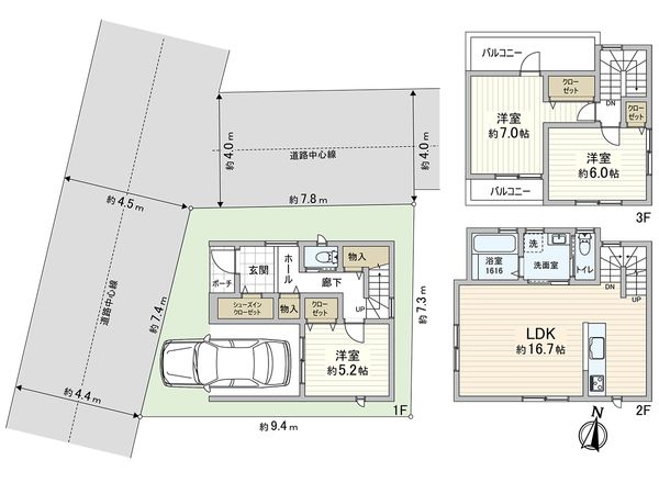 兵庫区氷室町2丁目 新築戸建 間取図(平面図) 間取図(平面図)
