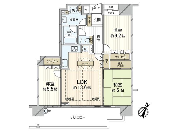 ヒルズ神戸大倉山 間取図(平面図)
