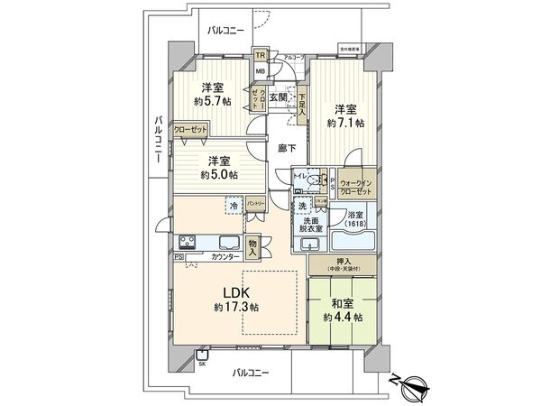 グランスイート神戸NORTH HAT 間取図(平面図)