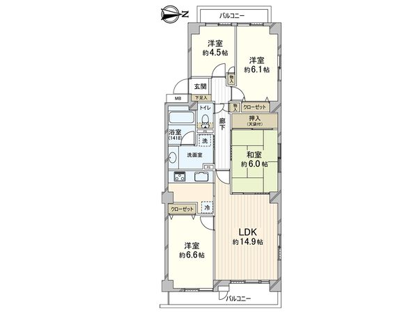 ディオレ新神戸 E棟 間取図(平面図) ディオレ新神戸 E棟 間取図(平面図)