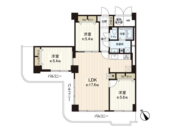 クローバーハイツ三宮 間取図(平面図)