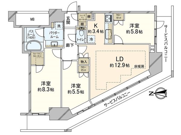 ジークレフ新神戸タワー 間取図(平面図)