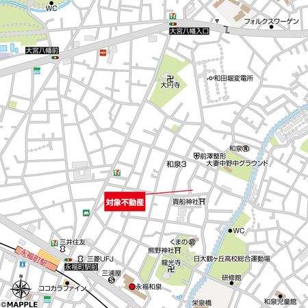 杉並区和泉3丁目 古家付土地 地図 杉並区和泉3丁目 古家付土地 地図