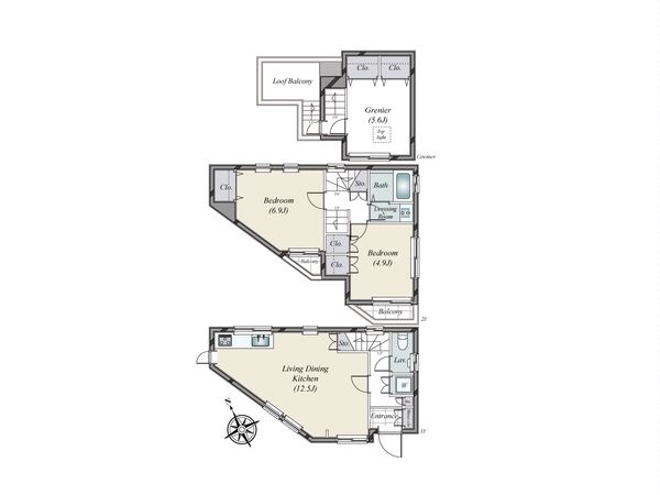 渋谷区広尾2丁目 戸建 間取図(平面図) 渋谷区広尾2丁目 戸建 間取図(平面図)