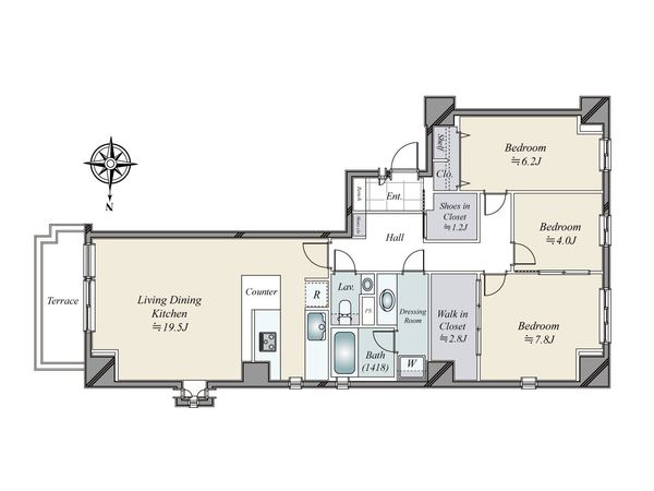 広尾ガーデンヒルズ ウエストヒルK棟 間取図(平面図)