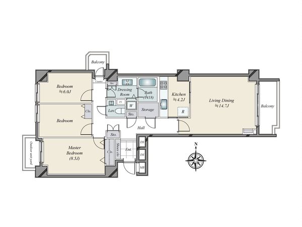 広尾ガーデンヒルズ L棟 間取図(平面図) 広尾ガーデンヒルズ L棟 間取図(平面図)
