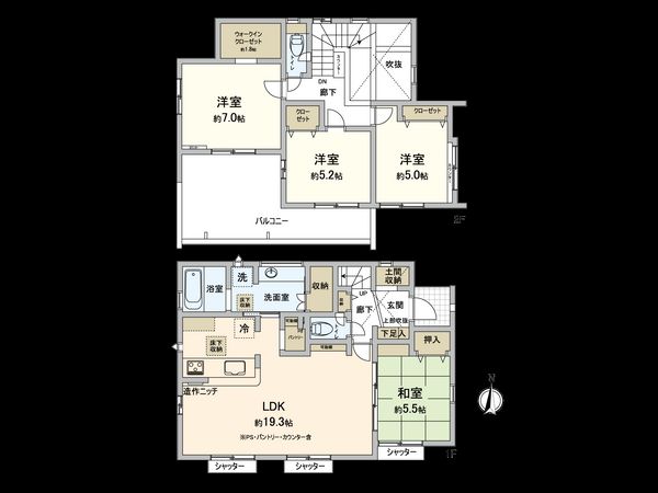 星久喜町新築戸建2号棟 間取図(平面図)