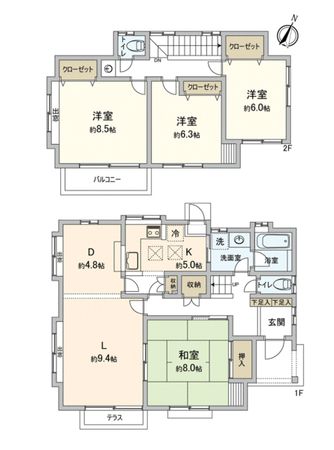 季美の森南2丁目 戸建 間取図(平面図) 季美の森南2丁目 戸建 間取図(平面図)