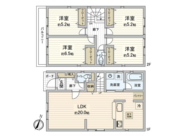 蘇我3丁目 新築戸建5号棟 間取図(平面図) 間取図(平面図)