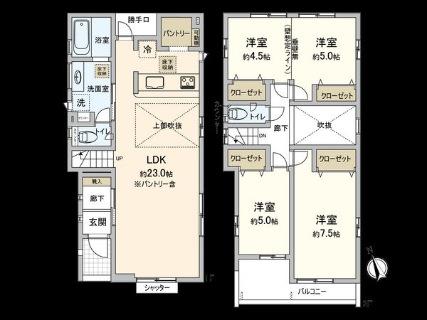若松町新築戸建1号棟 間取図(平面図) 若松町新築戸建1号棟 間取図(平面図)
