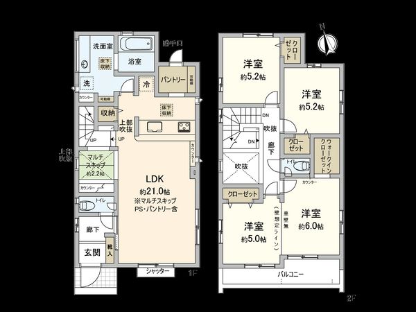 若松町新築戸建2号棟 間取図(平面図) 若松町新築戸建2号棟 間取図(平面図)