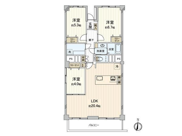 千葉ガーデンタウン C棟 間取図(平面図) 間取図(平面図)