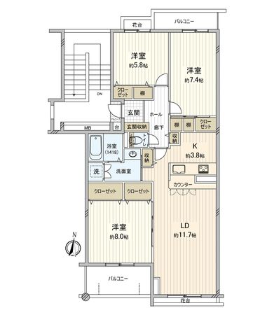 青葉の森公園通り 13号棟 間取図(平面図)