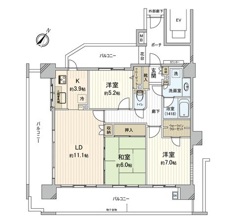 コスモヒルズ千葉登戸 間取図(平面図)