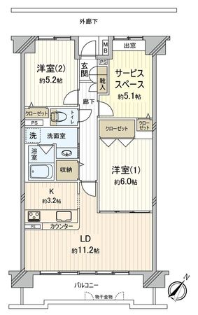 グランコート千葉CITY 間取図(平面図)