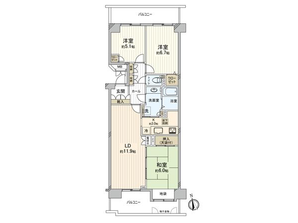 ヴィルフォーレ稲毛 2番館 間取図(平面図) ヴィルフォーレ稲毛 2番館 間取図(平面図)