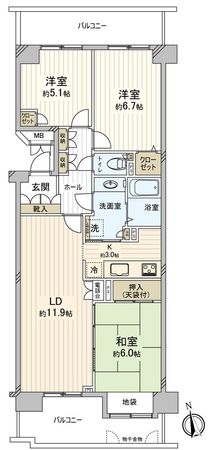 ヴィルフォーレ稲毛 2番館 間取図(平面図) ヴィルフォーレ稲毛 2番館 間取図(平面図)