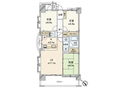 レクセルマンション稲毛 間取図(平面図)