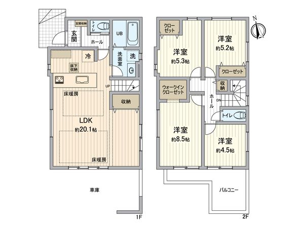 稲毛東1期 新築戸建 間取図(平面図) 稲毛東1期 新築戸建 間取図(平面図)