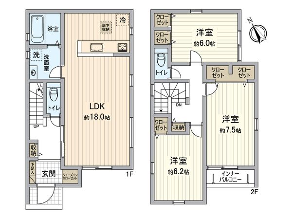 さつきが丘2丁目新築戸建 1号棟 間取図(平面図) さつきが丘2丁目新築戸建 1号棟 間取図(平面図)
