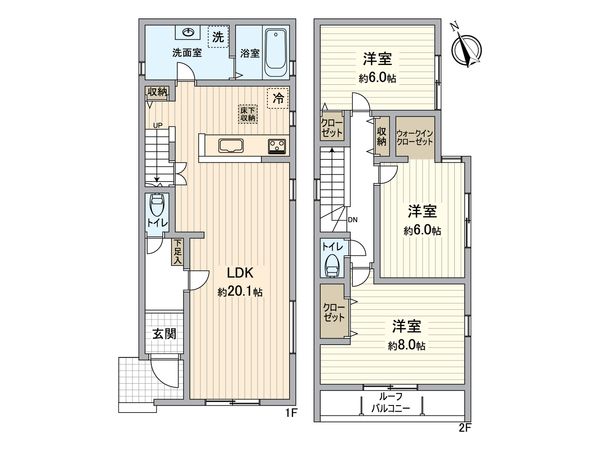 さつきが丘2丁目新築戸建 2号棟 間取図(平面図) さつきが丘2丁目新築戸建 2号棟 間取図(平面図)