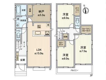 園生町新築戸建A号棟 間取図(平面図)