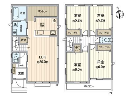 園生町新築戸建B号棟 間取図(平面図)