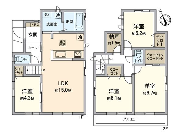 萩台町新築戸建A号棟 間取図(平面図) 萩台町新築戸建A号棟 間取図(平面図)
