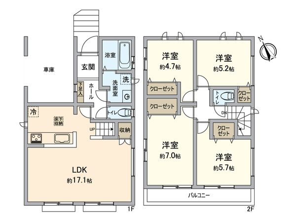 萩台町新築戸建B号棟 間取図(平面図) 萩台町新築戸建B号棟 間取図(平面図)
