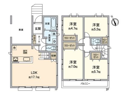 萩台町新築戸建B号棟 間取図(平面図)