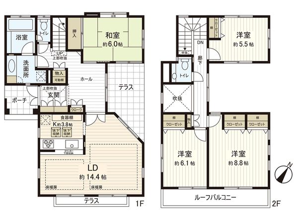 稲毛東1丁目戸建 間取図(平面図) 間取図(平面図)