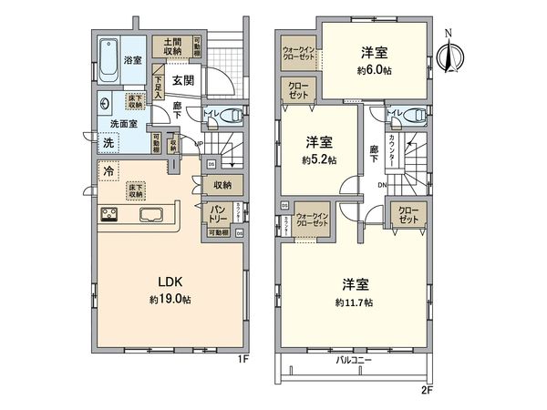 さつきが丘1丁目 1号棟 間取図(平面図) さつきが丘1丁目 1号棟 間取図(平面図)