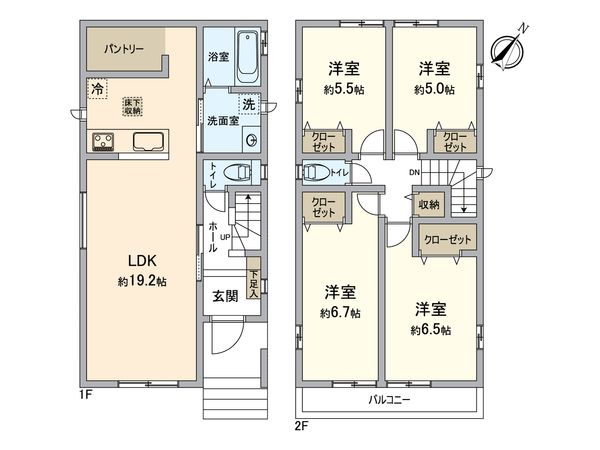 宮野木町新築戸建B号棟 間取図(平面図) 宮野木町新築戸建B号棟 間取図(平面図)