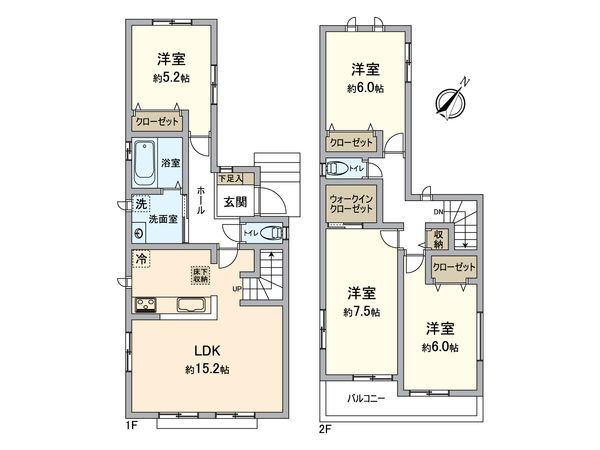 宮野木町新築戸建 A号棟 間取図(平面図) 宮野木町新築戸建 A号棟 間取図(平面図)
